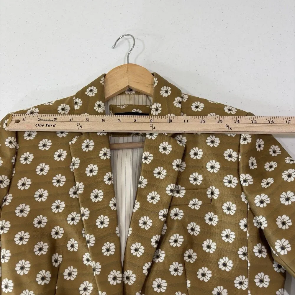 J. Crew Women Campbell Blazer 6 Gold Jacquard Floral Preppy Academic Maximalist